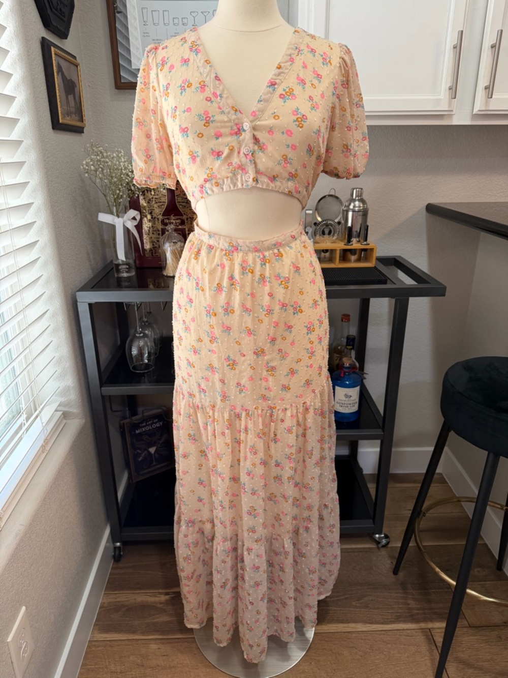 Nasty Gal Floral Maxi Cutout Dress